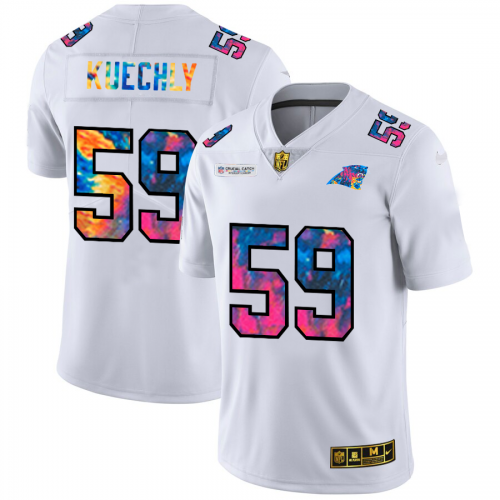 Carolina Carolina Panthers #59 Luke Kuechly Men's White Multi-Color 2020 Crucial Catch Limited Jersey Men's cheap jerseys for sale - CheapJerseys.Shop