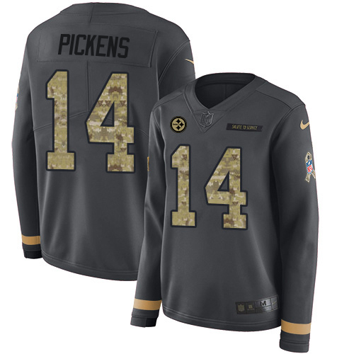 Steelers #14 George Pickens Anthracite Salute To Service Women's Stitched Limited Therma Long Sleeve Jersey cheap jerseys for sale - CheapJerseys.Shop