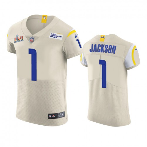 Los Angeles Los Angeles Rams #1 Desean Jackson Men's Super Bowl LVI Patch Vapor Elite Player Jersey - Bone Men's cheap jerseys for sale - CheapJerseys.Shop