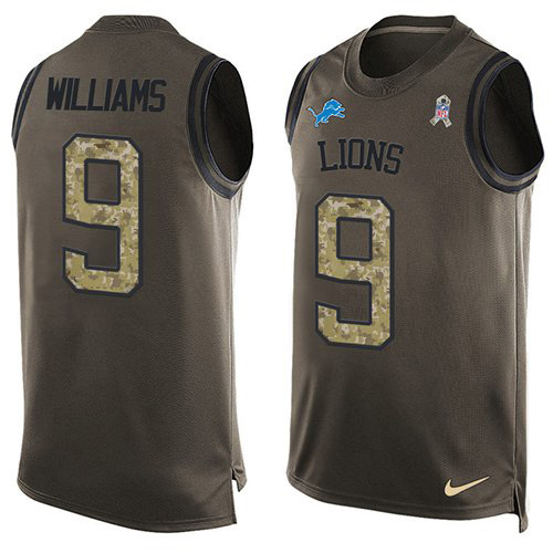 Lions #9 Jameson Williams Green Men's Stitched Limited Salute To Service Tank Top Jersey cheap jerseys for sale - CheapJerseys.Shop