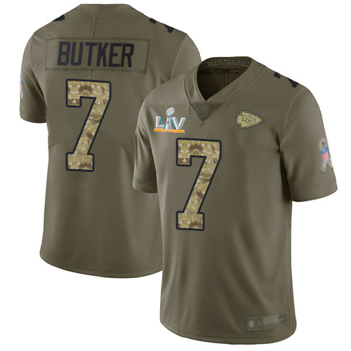 Chiefs #7 Harrison Butker Olive/Camo Youth Super Bowl LV Bound Stitched Limited 2017 Salute To Service Jersey cheap jerseys for sale - CheapJerseys.Shop