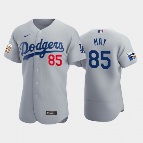Los Angeles Los Angeles Dodgers #85 Dustin May Men's Jackie Robinson 75th Anniversary Authentic Jersey - Gray Men's cheap jerseys for sale - CheapJerseys.Shop