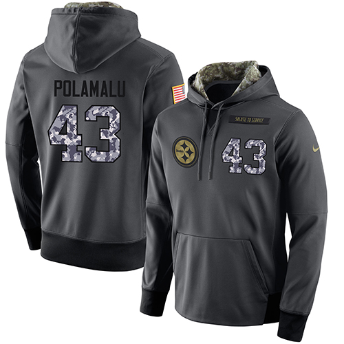 Men's Pittsburgh Steelers #43 Troy Polamalu Stitched Black Anthracite Salute To Service Player Performance Hoodie cheap jerseys for sale - CheapJerseys.Shop