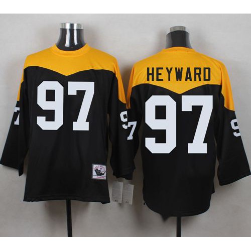 Mitchell And Ness 1967 Pittsburgh Steelers #97 Cameron Heyward Black/Yelllow Throwback Men's Stitched Jersey Men's cheap jerseys for sale - CheapJerseys.Shop