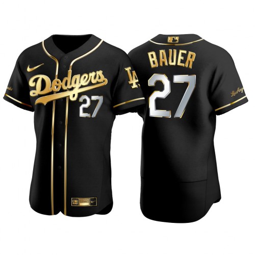 Los Angeles Los Angeles Dodgers #27 Trevor Bauer Men's Authentic 2021 Gold Program Jersey Black Men's cheap jerseys for sale - CheapJerseys.Shop