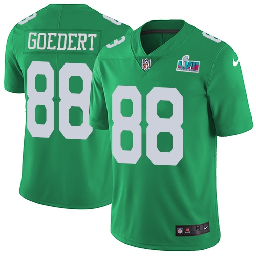 Eagles #88 Dallas Goedert Green Super Bowl LVII Patch Men's Stitched Limited Rush Jersey cheap jerseys for sale - CheapJerseys.Shop