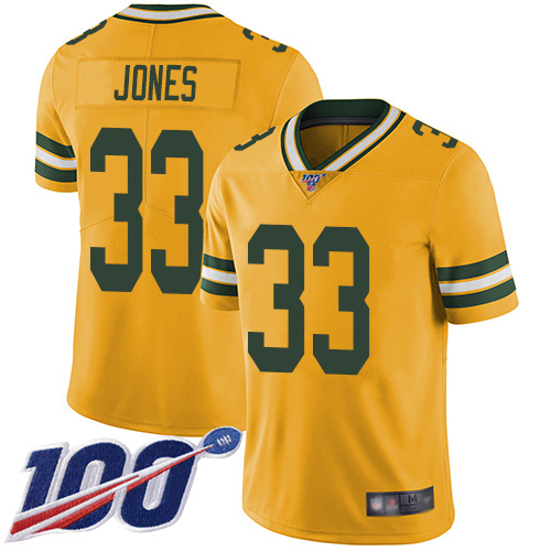 Packers #33 Aaron Jones Yellow Men's Stitched Limited Rush 100th Season Jersey cheap jerseys for sale - CheapJerseys.Shop