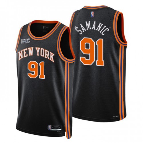 New York New York Knicks #91 Luka Samanic Mens Black 2021/22 Swingman Jersey - City Edition Mens cheap jerseys for sale - CheapJerseys.Shop