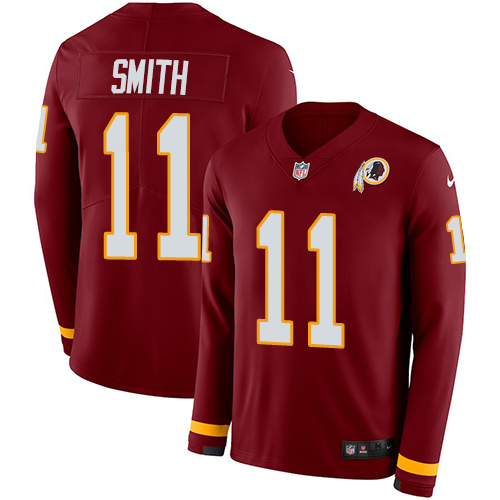 Washington Commanders #11 Alex Smith Burgundy Red Team Color Men's Stitched Limited Therma Long Sleeve Jersey Men's cheap jerseys for sale - CheapJerseys.Shop