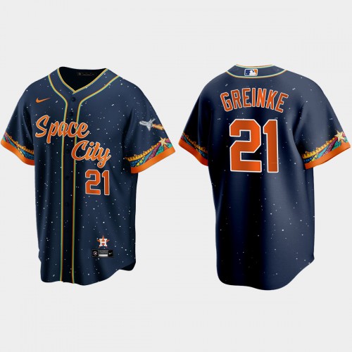 Houston Houston Astros #21 Zack Greinke Navy Men's 2021 City Connect Replica Jersey Men's cheap jerseys for sale - CheapJerseys.Shop
