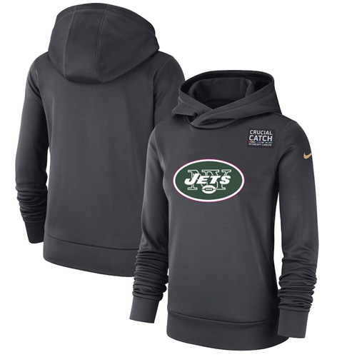 Women's New York Jets Anthracite Crucial Catch Performance Pullover Hoodie cheap jerseys for sale - CheapJerseys.Shop
