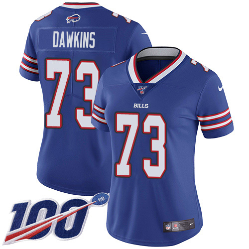 Bills #73 Dion Dawkins Royal Blue Team Color Women's Stitched 100th Season Vapor Untouchable Limited Jersey cheap jerseys for sale - CheapJerseys.Shop