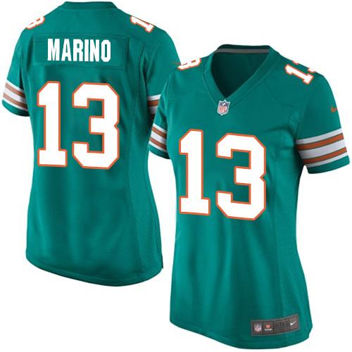 Dolphins #13 Dan Marino Aqua Green Alternate Women's Stitched Elite Jersey cheap jerseys for sale - CheapJerseys.Shop