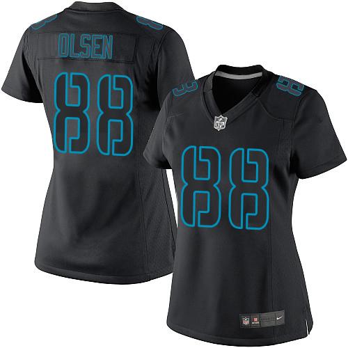 Carolina Panthers #88 Greg Olsen Black Impact Women's Stitched Limited Jersey Womens cheap jerseys for sale - CheapJerseys.Shop