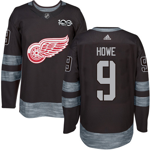 Detroit Red Wings #9 Gordie Howe Black 1917-2017 100th Anniversary Stitched Jersey Men's cheap jerseys for sale - CheapJerseys.Shop