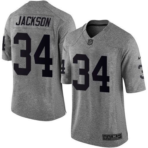 Raiders #34 Bo Jackson Gray Men's Stitched Limited Gridiron Gray Jersey cheap jerseys for sale - CheapJerseys.Shop