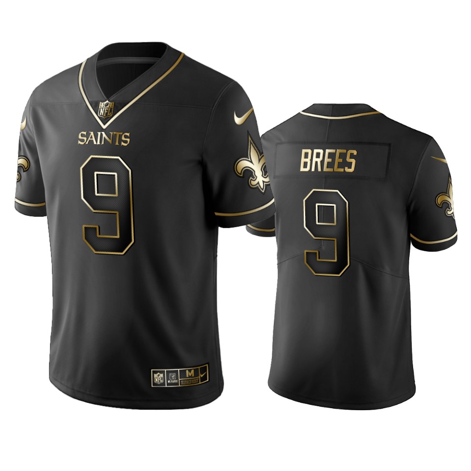 Saints #9 Drew Brees Men's Stitched Vapor Untouchable Limited Black Golden Jersey cheap jerseys for sale - CheapJerseys.Shop