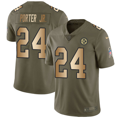 Steelers #24 Joey Porter Jr. Olive/Gold Youth Stitched Limited 2017 Salute To Service Jersey cheap jerseys for sale - CheapJerseys.Shop