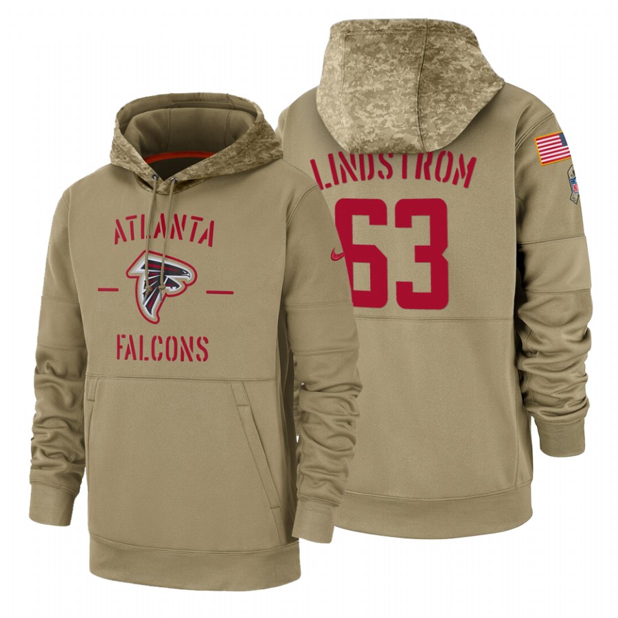 Atlanta Falcons #63 Chris Lindstrom Tan 2019 Salute To Service Name & Number Sideline Therma Pullover Hoodie cheap jerseys for sale - CheapJerseys.Shop