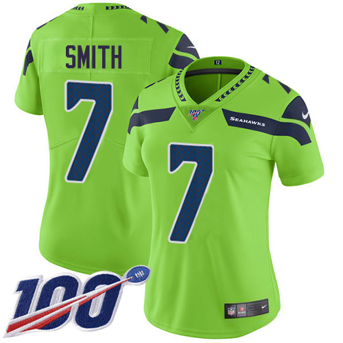 Seahawks #7 Geno Smith Green Women's Stitched Limited Rush 100th Season Jersey cheap jerseys for sale - CheapJerseys.Shop
