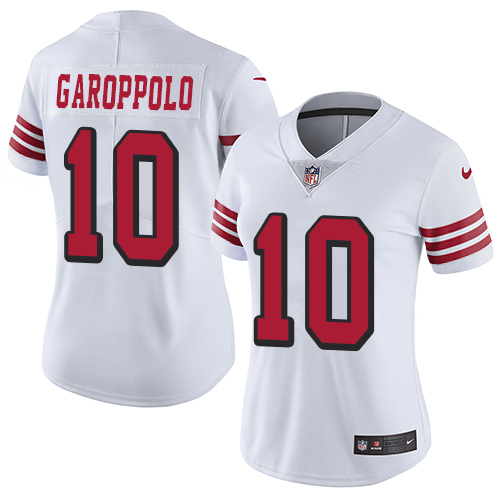 49ers #10 Jimmy Garoppolo White Rush Women's Stitched Vapor Untouchable Limited Jersey cheap jerseys for sale - CheapJerseys.Shop