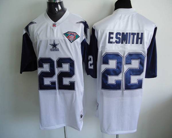 Mitchell & Ness Cowboys #22 Emmitt Smith White Stitched Throwback Jersey cheap jerseys for sale - CheapJerseys.Shop