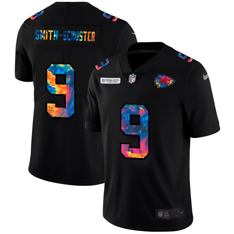 Kansas City Chiefs #9 JuJu Smith-Schuster Men's Multi-Color Black 2020 Crucial Catch Vapor Untouchable Limited Jersey cheap jerseys for sale - CheapJerseys.Shop