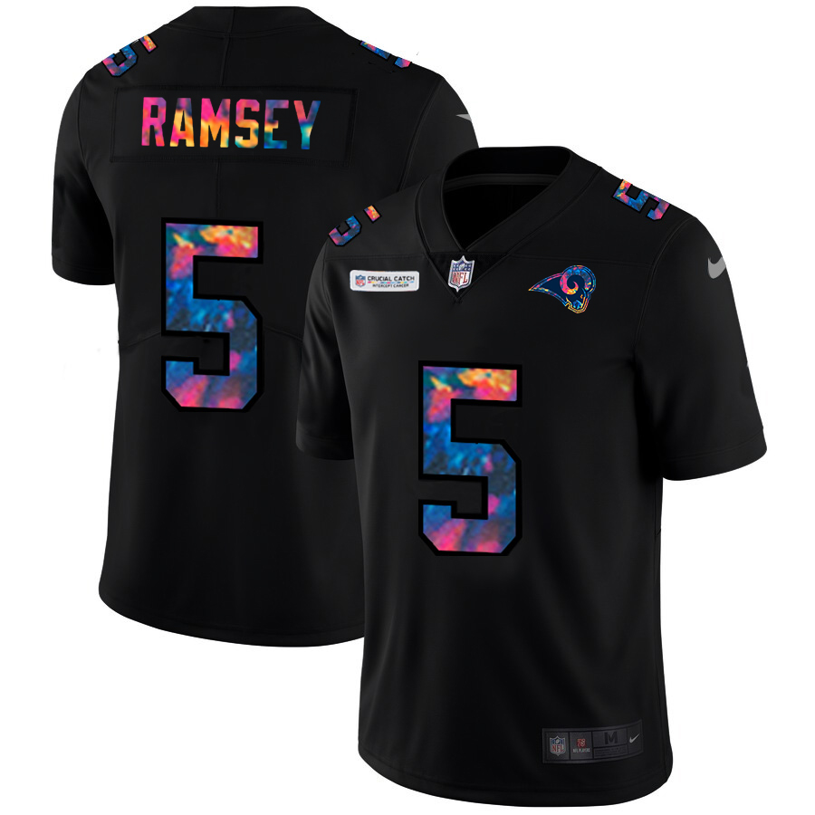 Los Angeles Rams #5 Jalen Ramsey Men's Multi-Color Black 2020 Crucial Catch Vapor Untouchable Limited Jersey cheap jerseys for sale - CheapJerseys.Shop