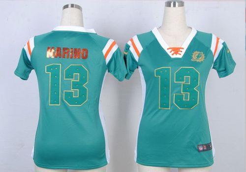 Dolphins #13 Dan Marino Aqua Green Team Color Women's Stitched Elite Draft Him Shimmer Jersey cheap jerseys for sale - CheapJerseys.Shop