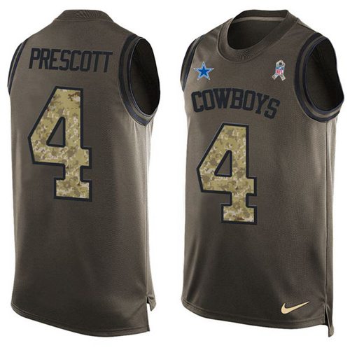 Cowboys #4 Dak Prescott Green Men's Stitched Limited Salute To Service Tank Top Jersey cheap jerseys for sale - CheapJerseys.Shop
