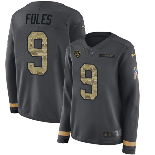 Chicago Bears #9 Nick Foles Anthracite Salute to Service Women's Stitched Limited Therma Long Sleeve Jersey Womens cheap jerseys for sale - CheapJerseys.Shop
