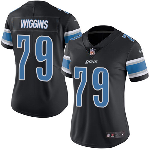 Detroit Lions #79 Kenny Wiggins Black Women's Stitched Limited Rush Jersey Womens cheap jerseys for sale - CheapJerseys.Shop
