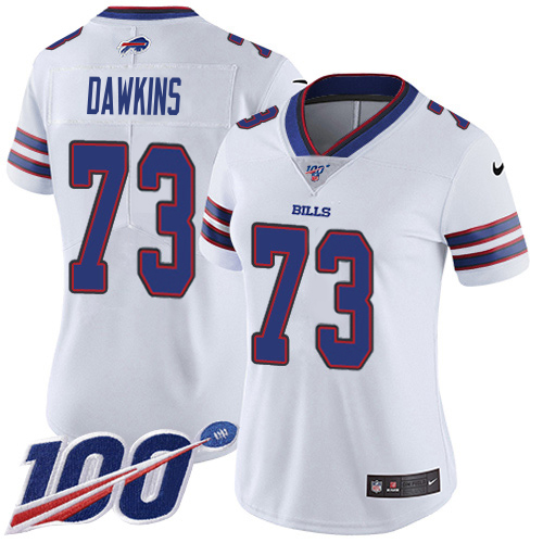 Bills #73 Dion Dawkins White Women's Stitched 100th Season Vapor Untouchable Limited Jersey cheap jerseys for sale - CheapJerseys.Shop