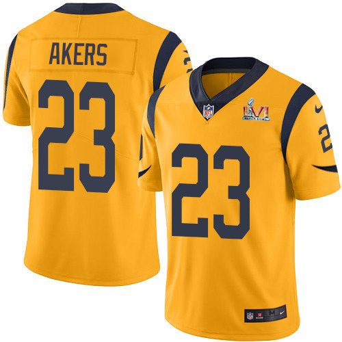 Los Angeles Rams #23 Cam Akers Gold Super Bowl LVI Patch Youth Stitched Limited Rush Jersey Youth cheap jerseys for sale - CheapJerseys.Shop