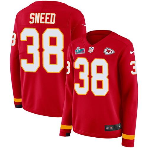 Chiefs #38 L'Jarius Sneed Red Team Color Super Bowl LVII Patch Women's Stitched Limited Therma Long Sleeve Jersey cheap jerseys for sale - CheapJerseys.Shop