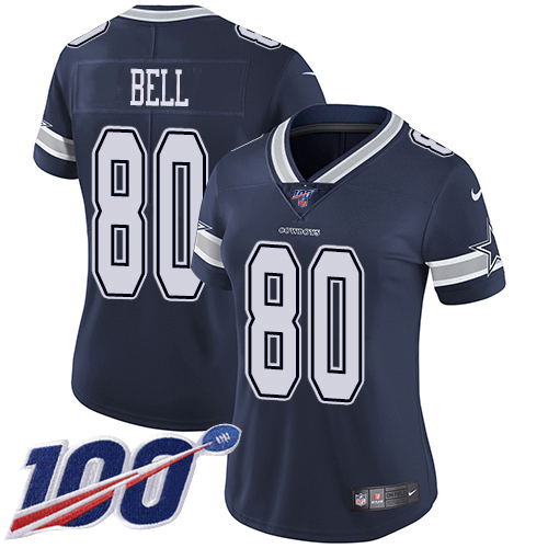 Dallas Cowboys #80 Blake Bell Navy Blue Team Color Women's Stitched 100th Season Vapor Untouchable Limited Jersey Womens cheap jerseys for sale - CheapJerseys.Shop