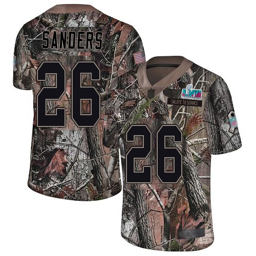 Eagles #26 Miles Sanders Camo Super Bowl LVII Patch Men's Stitched Limited Rush Realtree Jersey cheap jerseys for sale - CheapJerseys.Shop