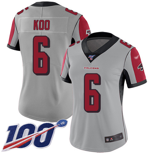 Falcons #6 Younghoe Koo Silver Stitched Women's Limited Inverted Legend 100th Season Jersey cheap jerseys for sale - CheapJerseys.Shop
