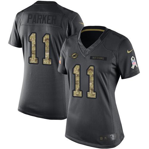 Miami Dolphins #11 DeVante Parker Black Women's Stitched Limited 2016 Salute to Service Jersey Womens cheap jerseys for sale - CheapJerseys.Shop