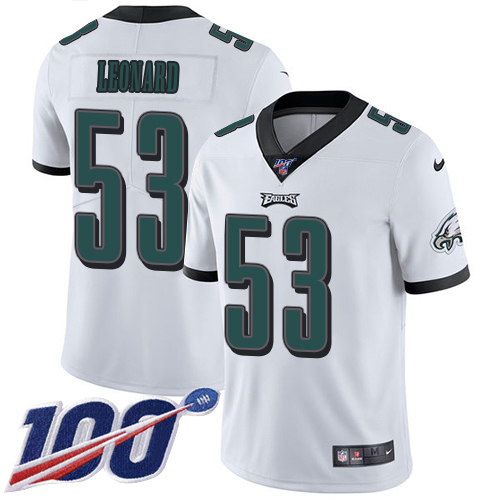 Eagles #53 Shaquille Leonard White Men's Stitched 100th Season Vapor Untouchable Limited Jersey cheap jerseys for sale - CheapJerseys.Shop