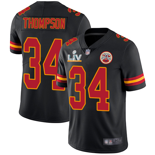 Kansas City Chiefs #34 Darwin Thompson Black Youth Super Bowl LV Bound Stitched Limited Rush Jersey Youth cheap jerseys for sale - CheapJerseys.Shop