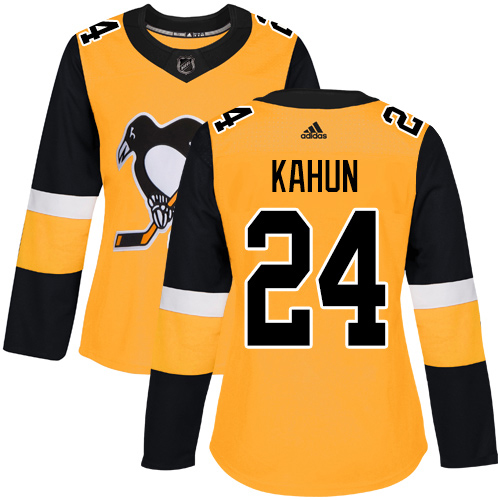 Pittsburgh Penguins #24 Dominik Kahun Gold Alternate Authentic Women's Stitched Jersey Womens cheap jerseys for sale - CheapJerseys.Shop