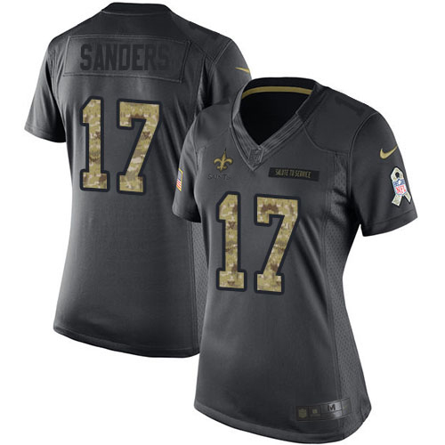 New Orleans Saints #17 Emmanuel Sanders Black Women's Stitched Limited 2016 Salute to Service Jersey Womens cheap jerseys for sale - CheapJerseys.Shop