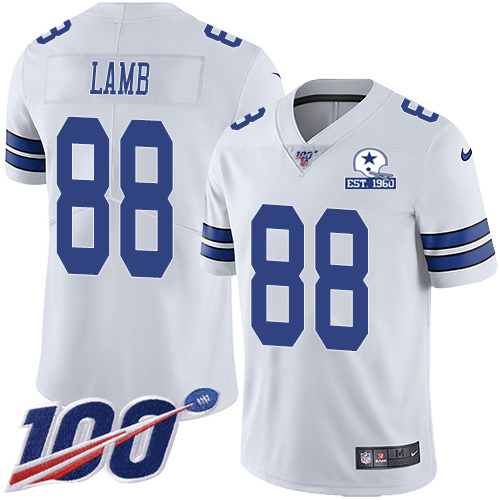 Cowboys #88 CeeDee Lamb White Men's Stitched With Established In 1960 Patch 100th Season Vapor Untouchable Limited Jersey cheap jerseys for sale - CheapJerseys.Shop