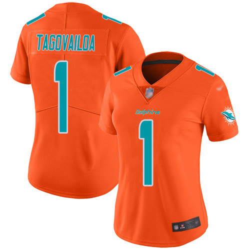 Dolphins #1 Tua Tagovailoa Orange Women's Stitched Limited Inverted Legend Jersey cheap jerseys for sale - CheapJerseys.Shop