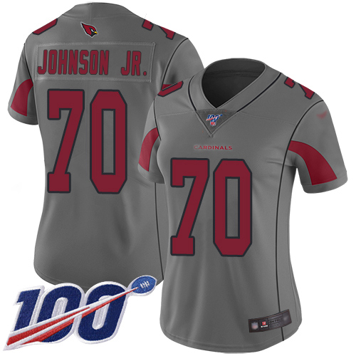 Cardinals #70 Paris Johnson Jr. Silver Women's Stitched Limited Inverted Legend 100th Season Jersey cheap jerseys for sale - CheapJerseys.Shop