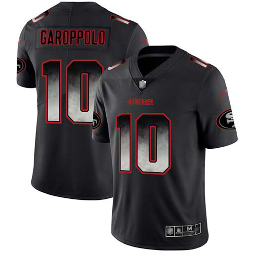 49ers #10 Jimmy Garoppolo Black Men's Stitched Vapor Untouchable Limited Smoke Fashion Jersey cheap jerseys for sale - CheapJerseys.Shop