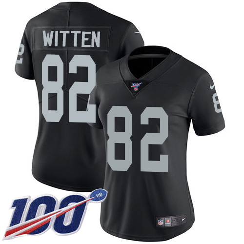 Las Vegas Raiders #82 Jason Witten Black Team Color Women's Stitched 100th Season Vapor Untouchable Limited Jersey Womens cheap jerseys for sale - CheapJerseys.Shop