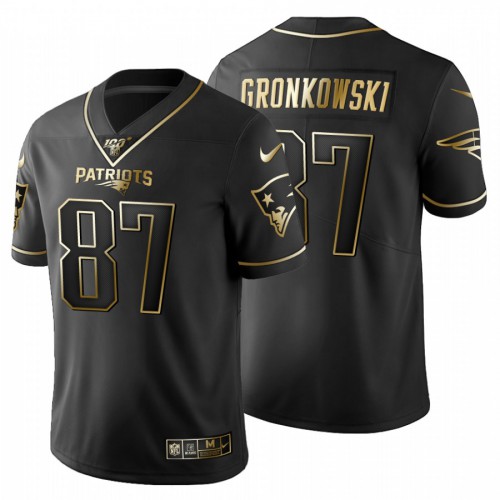 New England New England Patriots #87 Rob Gronkowski Men's Black Golden Limited 100 Jersey Men's cheap jerseys for sale - CheapJerseys.Shop