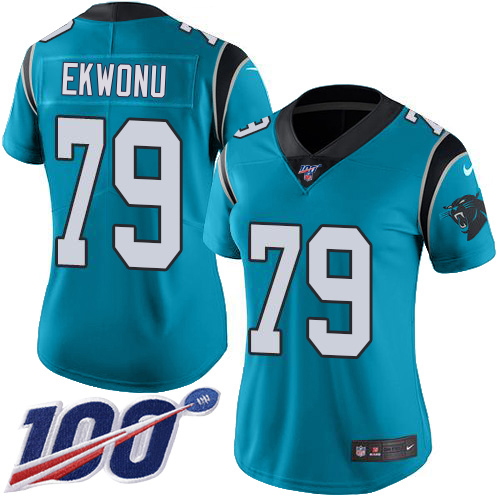 Panthers #79 Ikem Ekwonu Blue Alternate Women's Stitched 100th Season Vapor Untouchable Limited Jersey cheap jerseys for sale - CheapJerseys.Shop